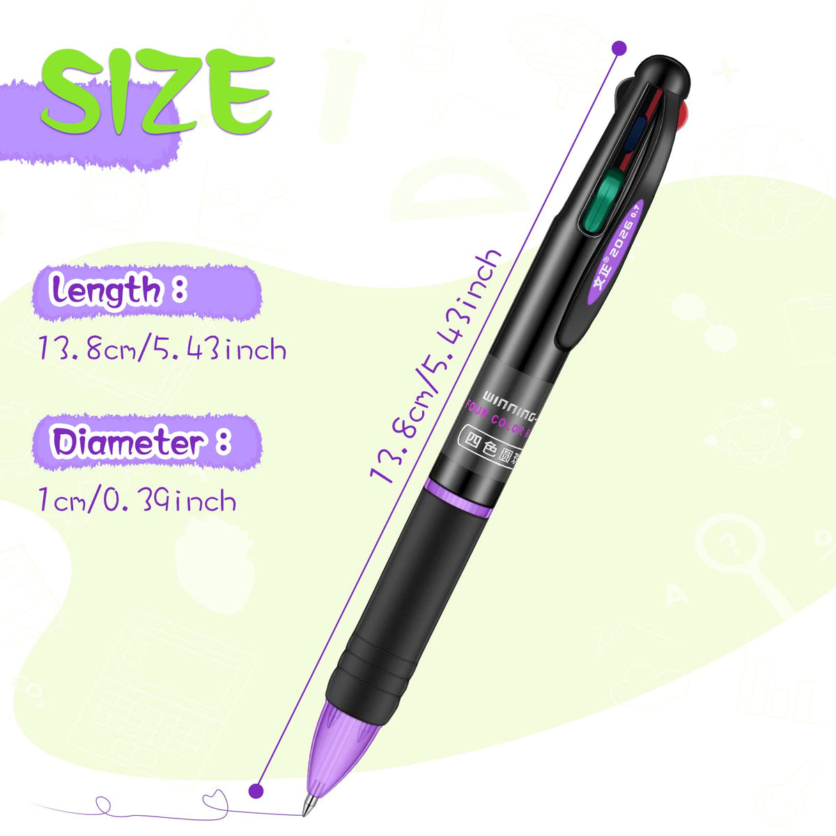 Geyee 96 Pack 4 Color Pens Retractable, 0.7 Mm Ballpoint Pen for Office