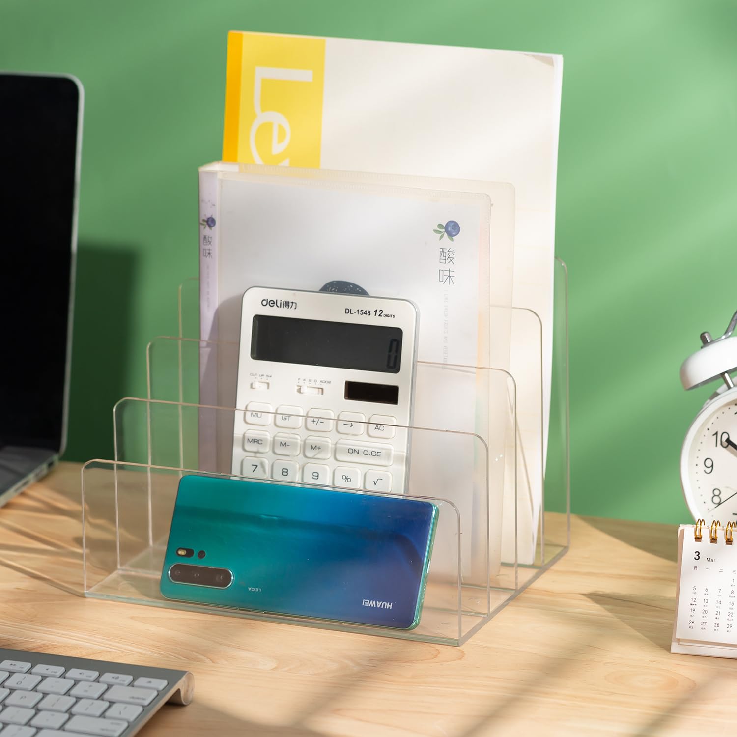Sooyee Acrylic File Organizer for Desk, Mail Organizer Countertop,Clear