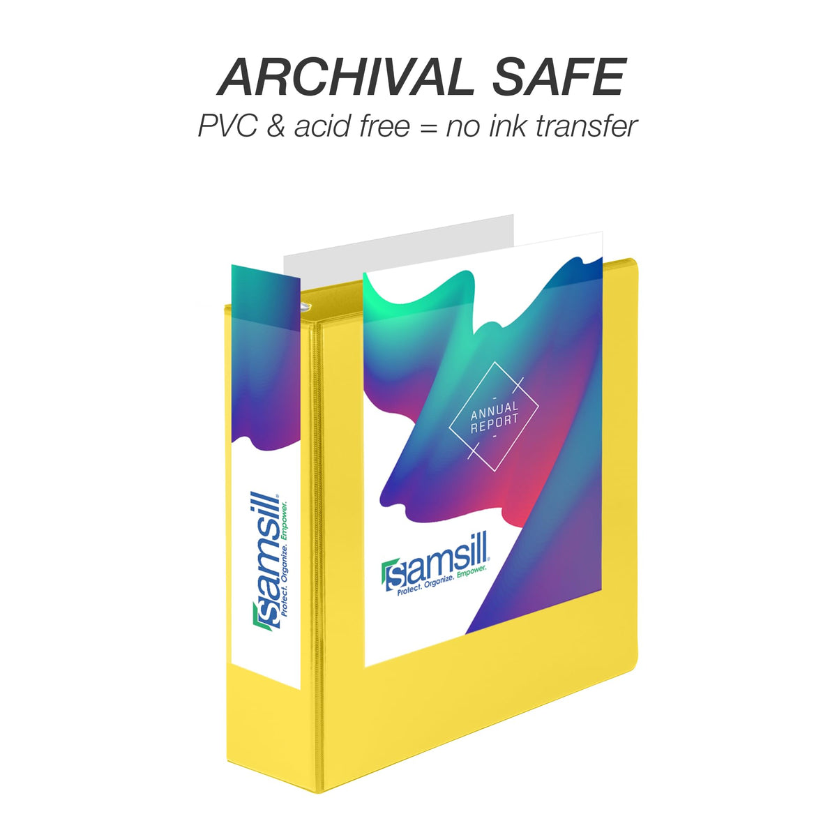 Samsill Durable 3 inch 3 Ring Binder, D Ring Binder, 100% Recycled Chipboard, Yellow