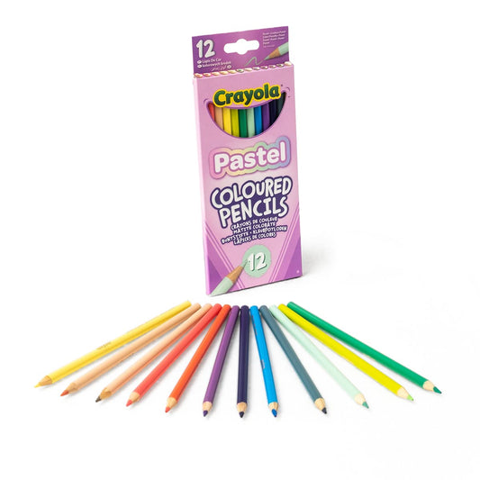 CRAYOLA Pastel Coloured Drawing Pencils, Pack of 12, for School and Leisure, Assorted Pastel Colours