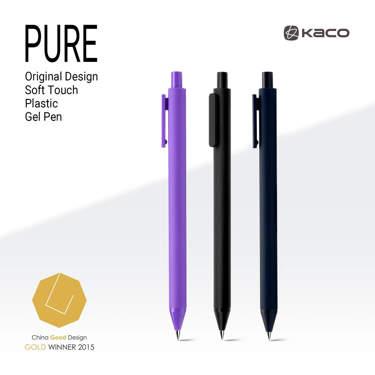 Kaco PURE Colored Gel Pens 30 Pieces Assorted Color Ink 0.5mm Fine Point