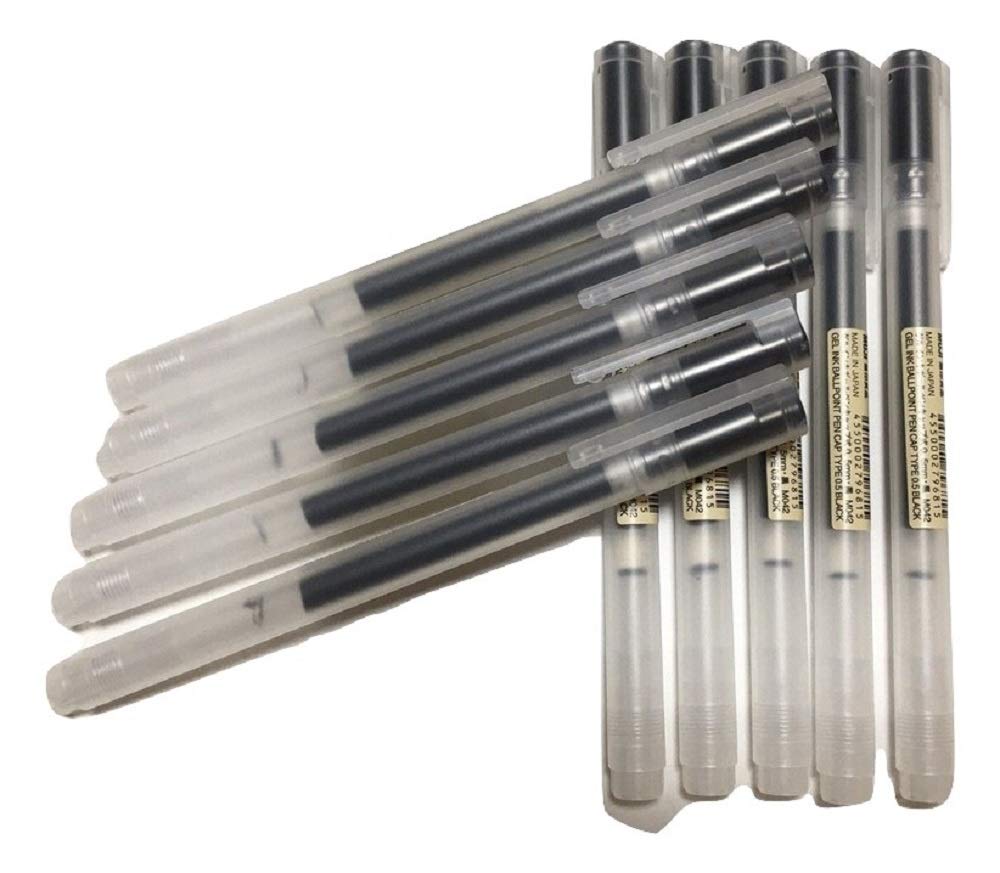 MUJI Gel Ink Ball Point Pen 0.5mm Black color 10pcs