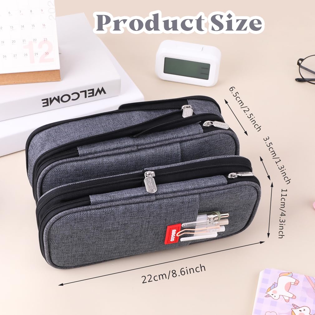 iSuperb Foldable Pencil Case Zipper Big Capacity Aesthetic Canvas Pencil Pouch Compartments