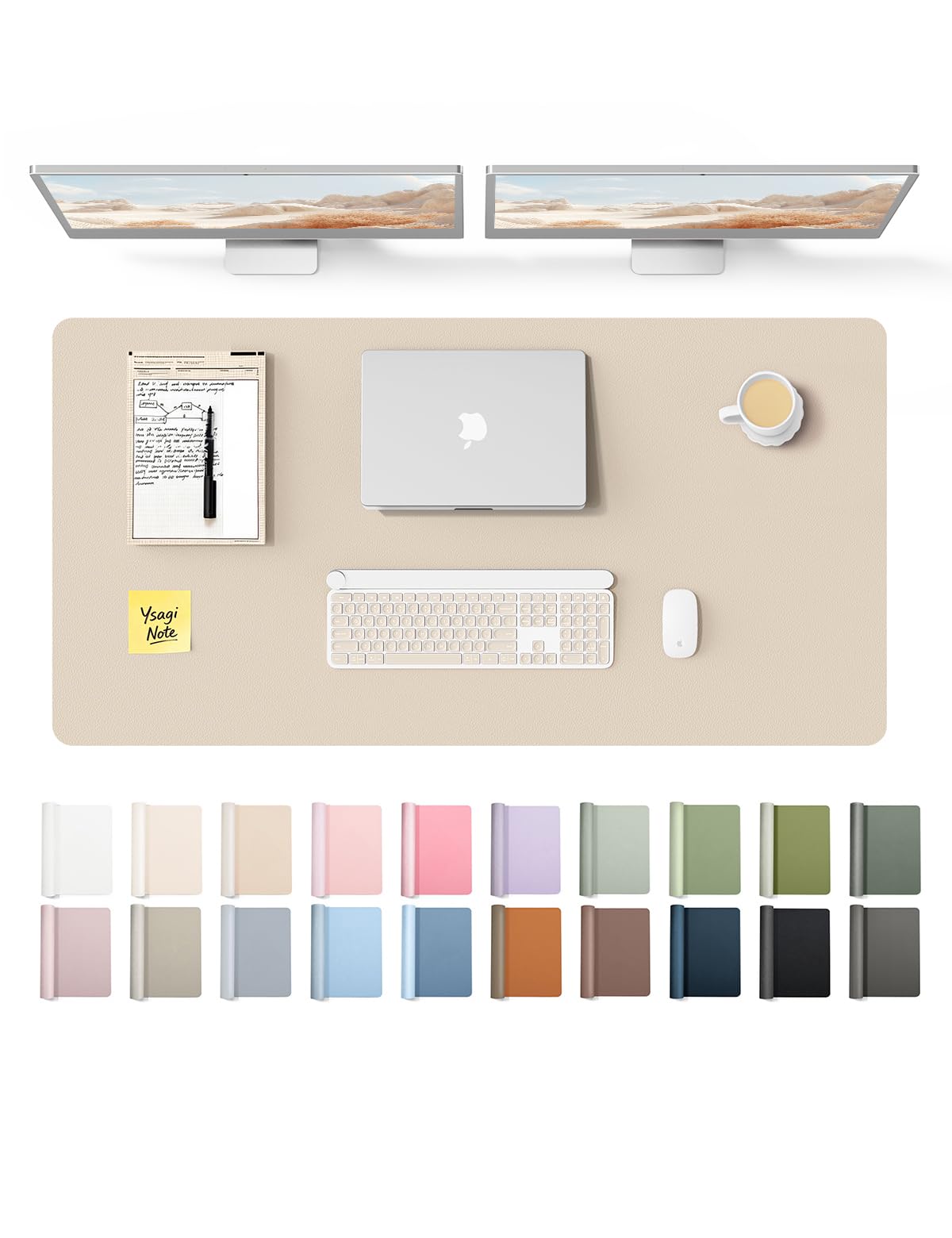 YSAGi Leather Desk Protector, Office Mat, Large Mouse Mat, Non-Slip PU Leather Blotter, Laptop Pad