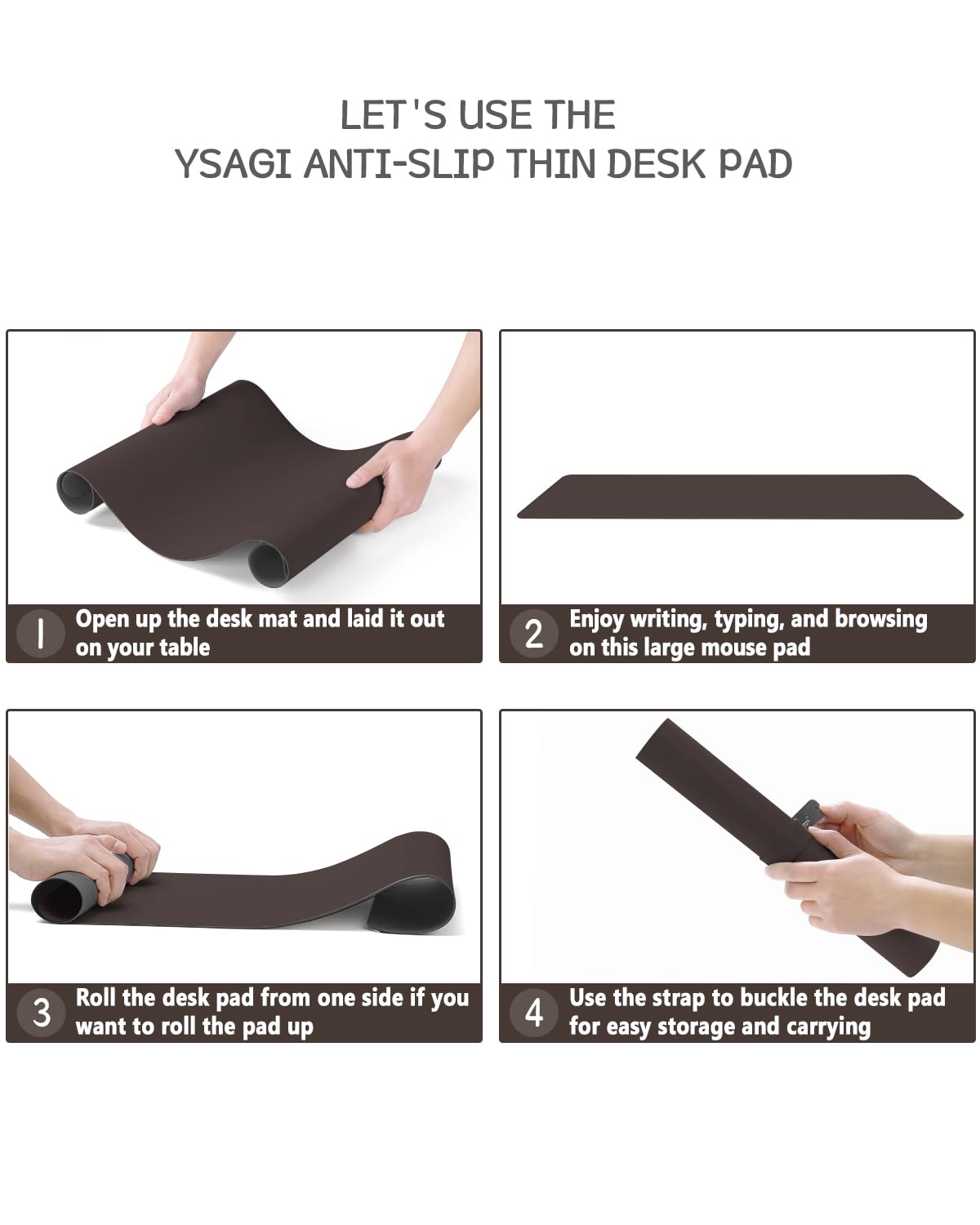 YSAGi Non-Slip Leather Desk Pad L Size, Waterproof Laptop Computer Desk Keyboard Mat, Table