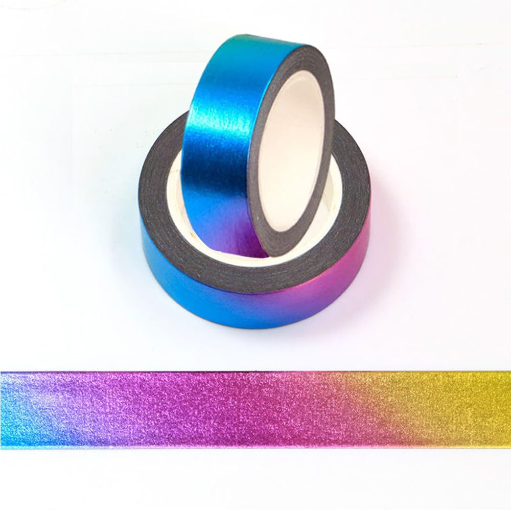 CIAJIE Foil Washi Tape,2 Rolls 5/8" x 393 inches(15mm*10M) Washi Tape, Masking Tape Craft Supplies