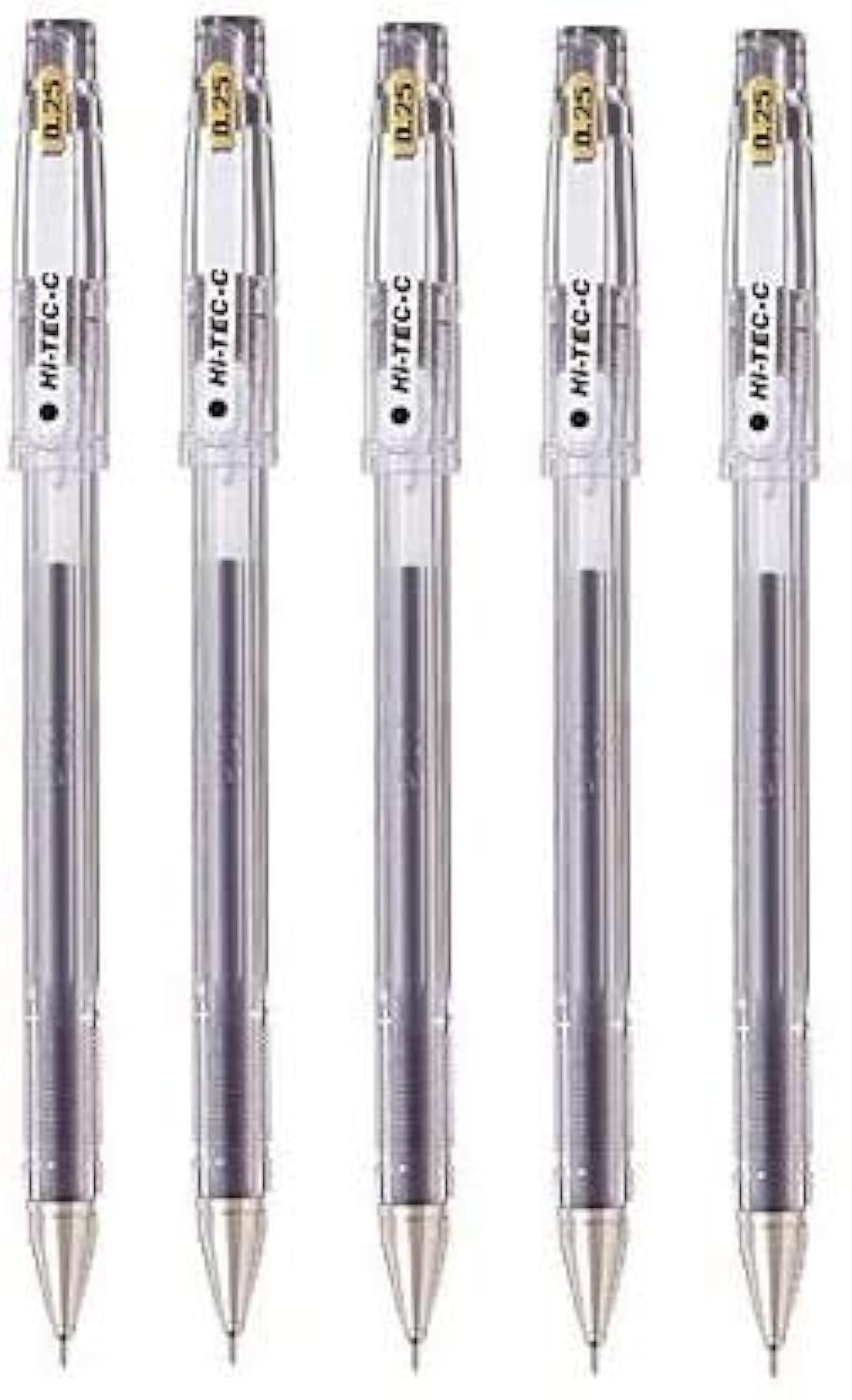 Pilot Hi-Tec-C 025 Gel Ink Pen, Hyper Fine Point 0.25mm, Black Ink, LH-20C25, Value Set of 5