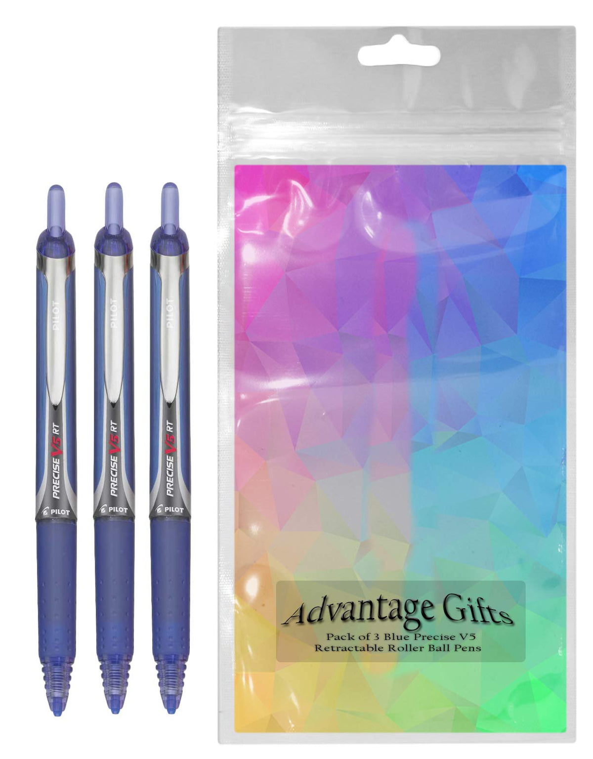 Precise V5 RT Retractable Rollerball Pens, 0.5mm Extra Fine, Blue, 3-Pack