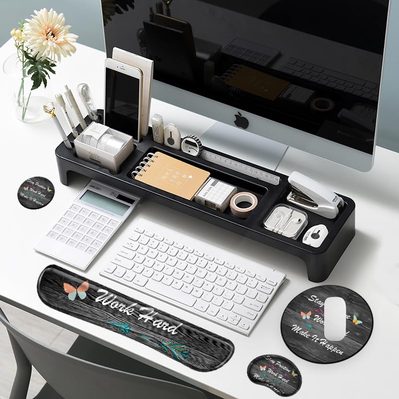 Stay Positive Mouse Pad with Wrist Support Inspirational Mousepad Memory Foam Keyboard Wrist Rest