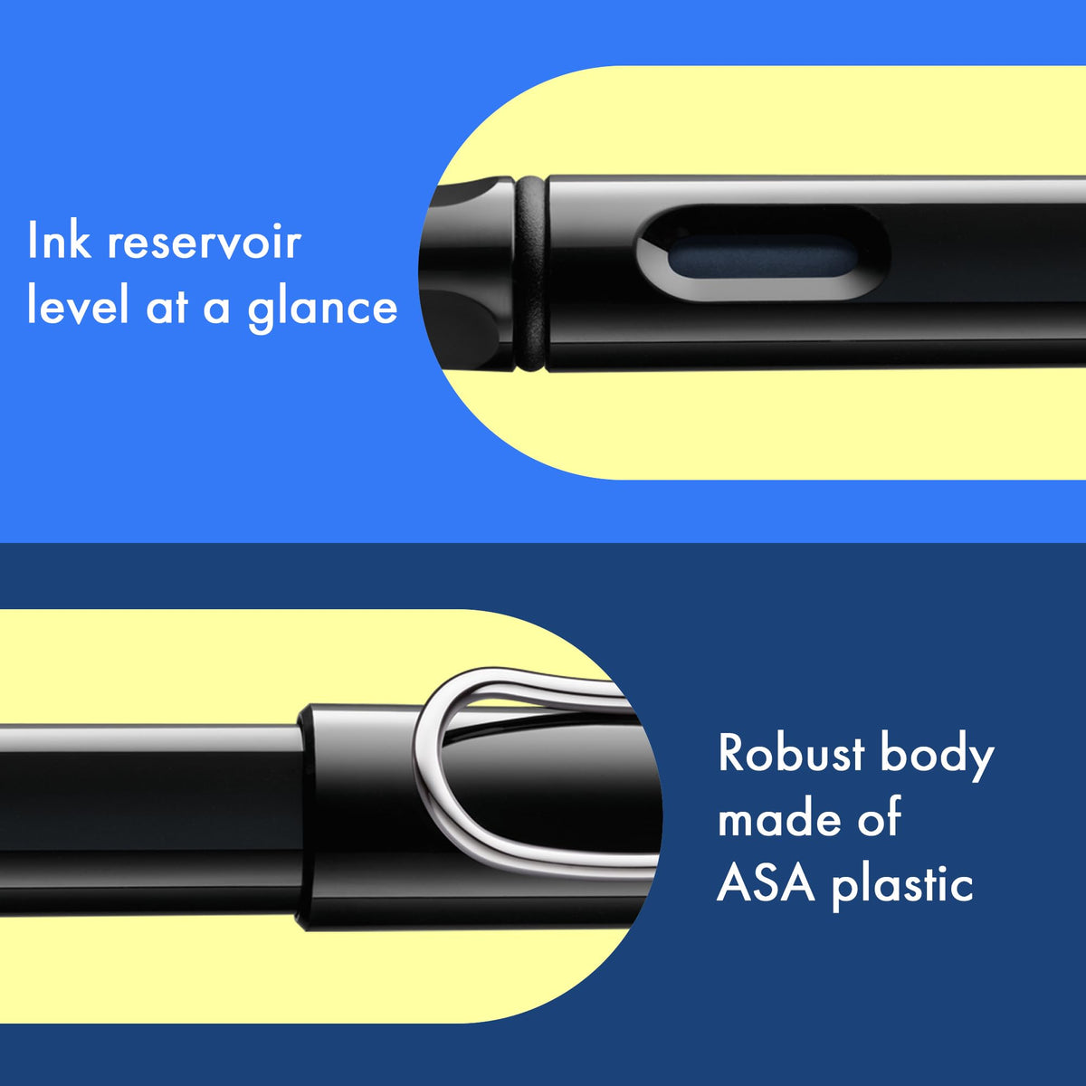 LAMY safari black - Fountain Pen with ergonomic grip & polished steel nib in size M - ideal for any
