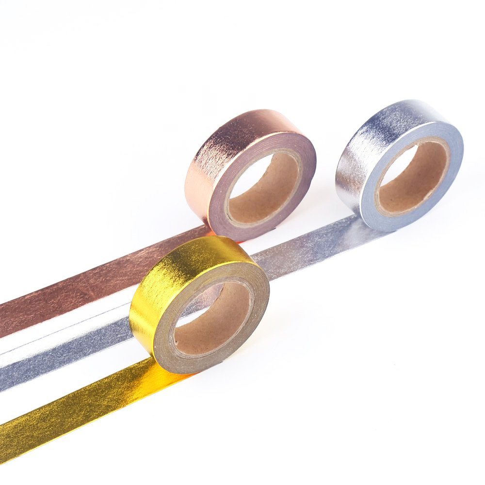 DECORA 3 Pieces Gold Washi Masking Tape Collection Premium DIY Arts & Crafts Tape and Gift Wrapping