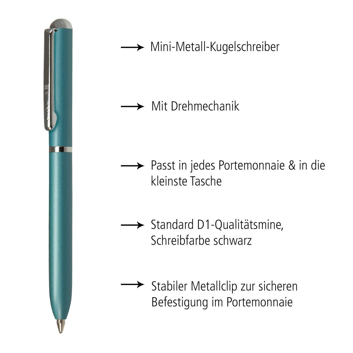 Online Mini Portemonnaie Turquoise, refillable, D1 standard refill M writing colour black, with