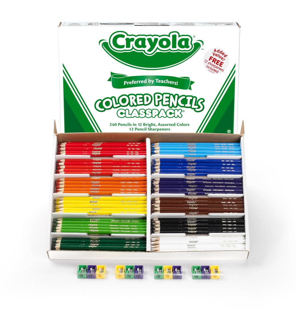 Crayola Colored Pencils Classpack (240 Ct), Bulk Classroom Supplies, Colored Pencils for School, 12