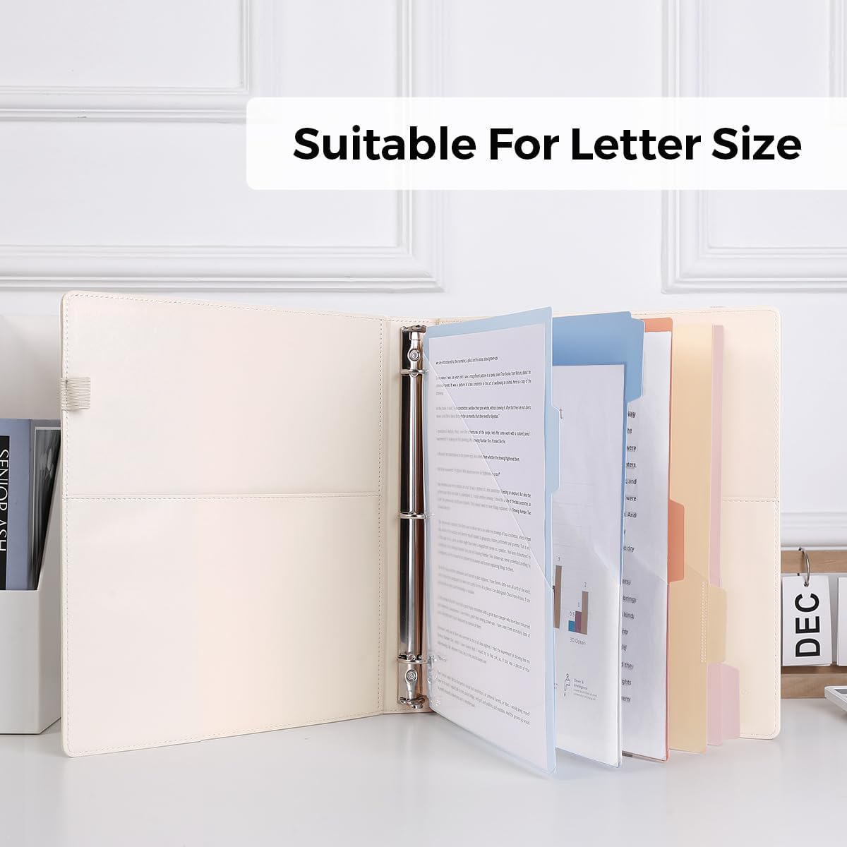 SKYDUE 3 Ring Binder with Clipboard,1 Inch Binder, 13.2" × 10.2" PU Clipboard Binder with Notepad &
