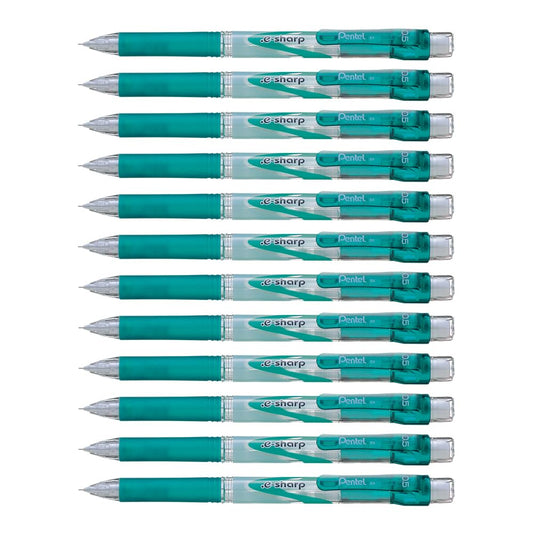 Pentel E-Sharp Automatic Pencil, 0.5mm, Green Accents, Box of 12 (AZ125D)
