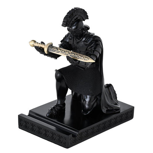 Roman Praetorian Prefect Warrior Knight Pen Holder Desk Ornament Black