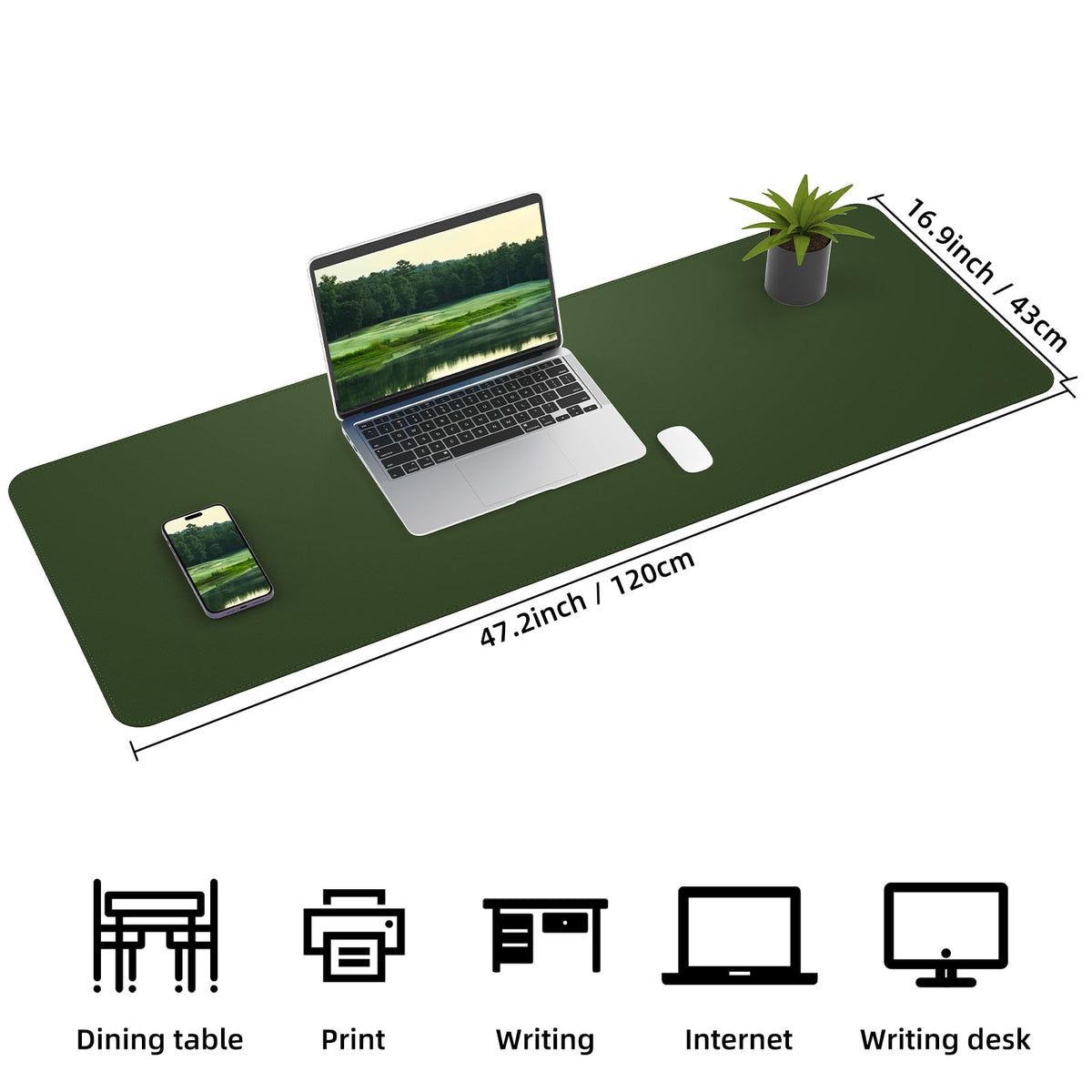 AFIING Leather Desk Pad Protector, Large Desk Mat with Natural Cork & PU Leather, Mouse Pad