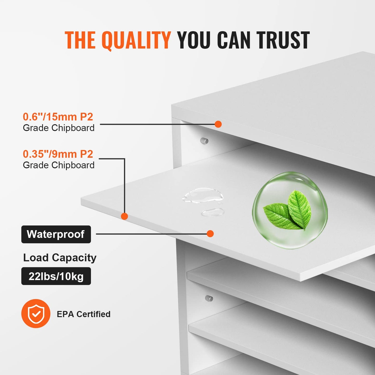 VEVOR Literature Organizers, 5 Compartments Office Mailbox with Adjustable Shelves, Wood Literature
