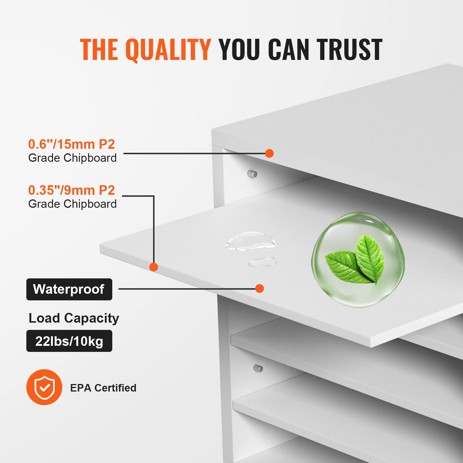 VEVOR Literature Organizers, 5 Compartments Office Mailbox with Adjustable Shelves, Wood Literature