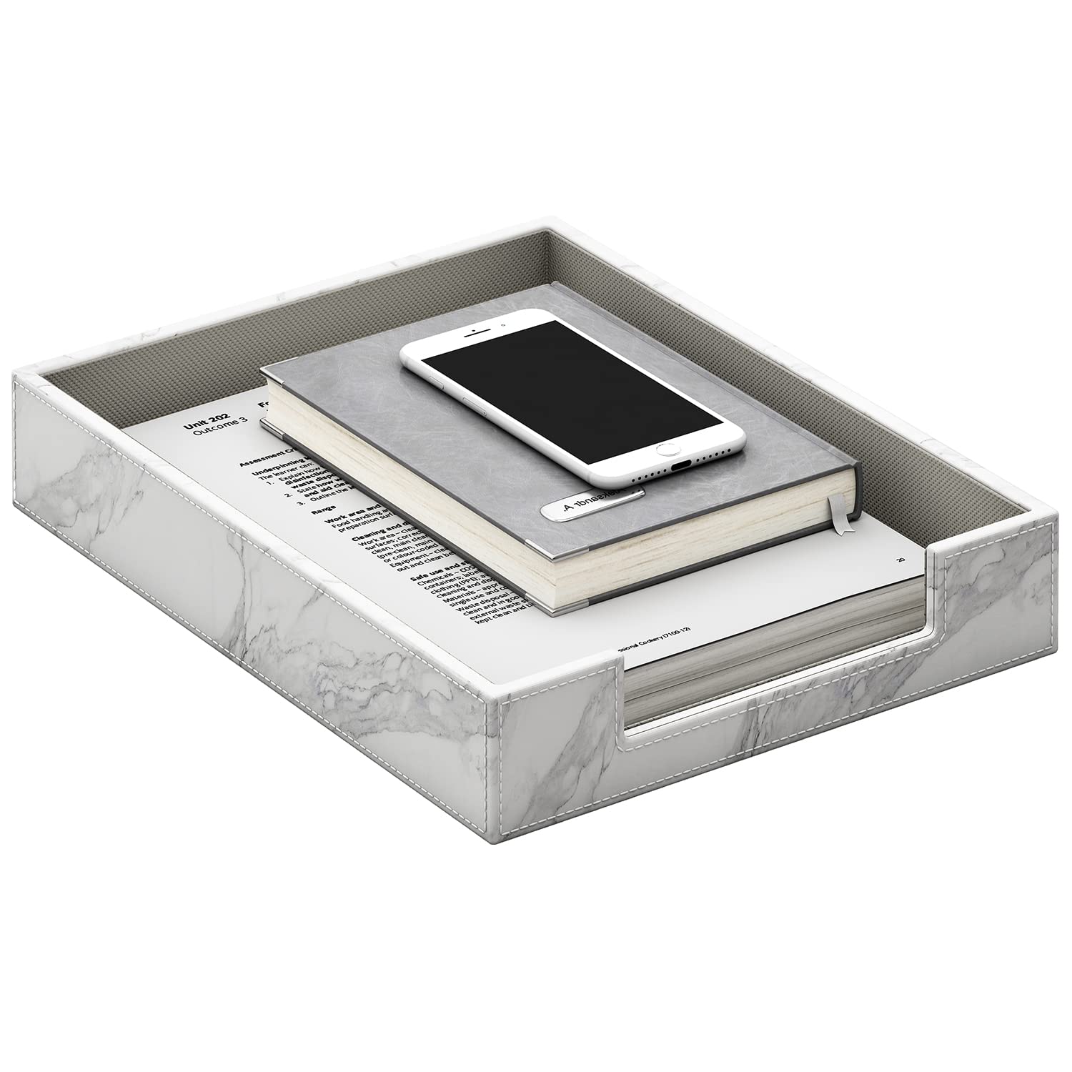 Leather Letter Tray, THIPOTEN Elegant Desk Organizer for Office Supplies, Mail, Paper, File