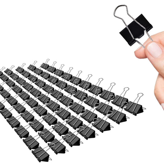 Binder Clips, 72 Pack, 1 Inch, Standard 25mm, Black, Fold Clamp, Capacity 0.47 Inch, Metal Paper