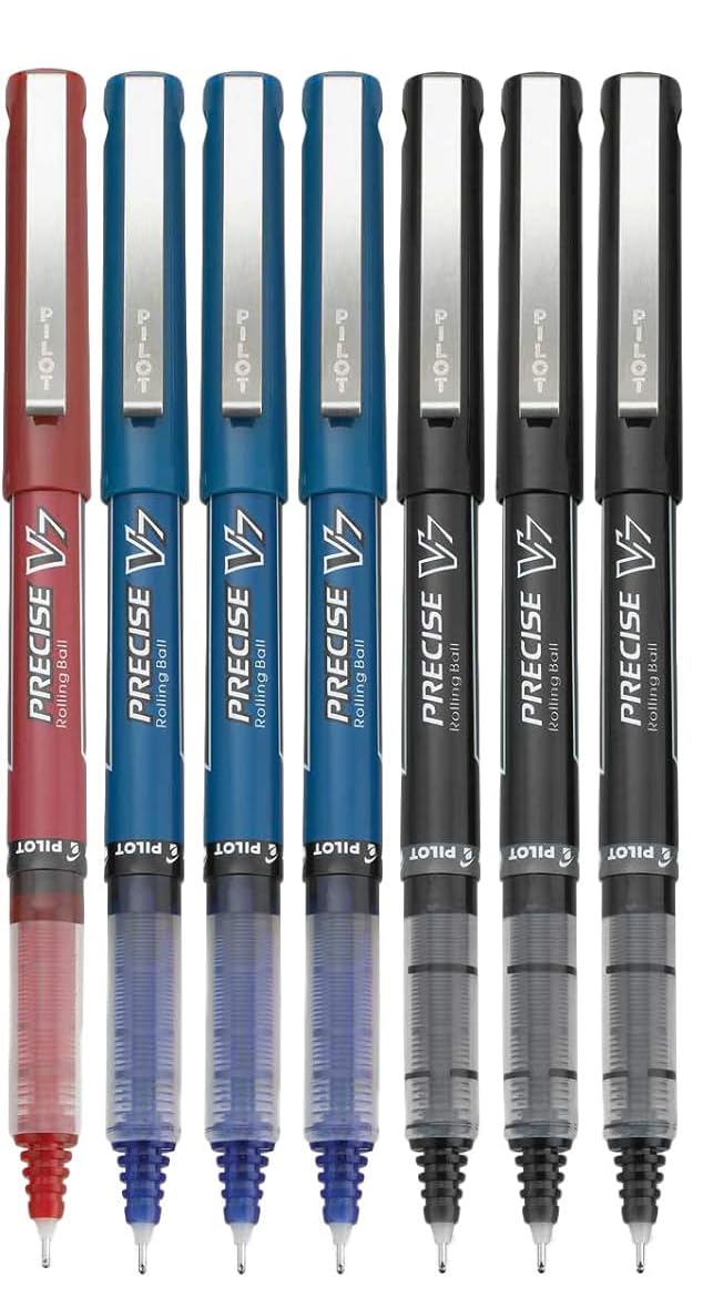 Advantage Gifts Precise V7 Rolling Ball Stick Pens, Fine Point 0.7mm Assorted Color Red Ink, Black