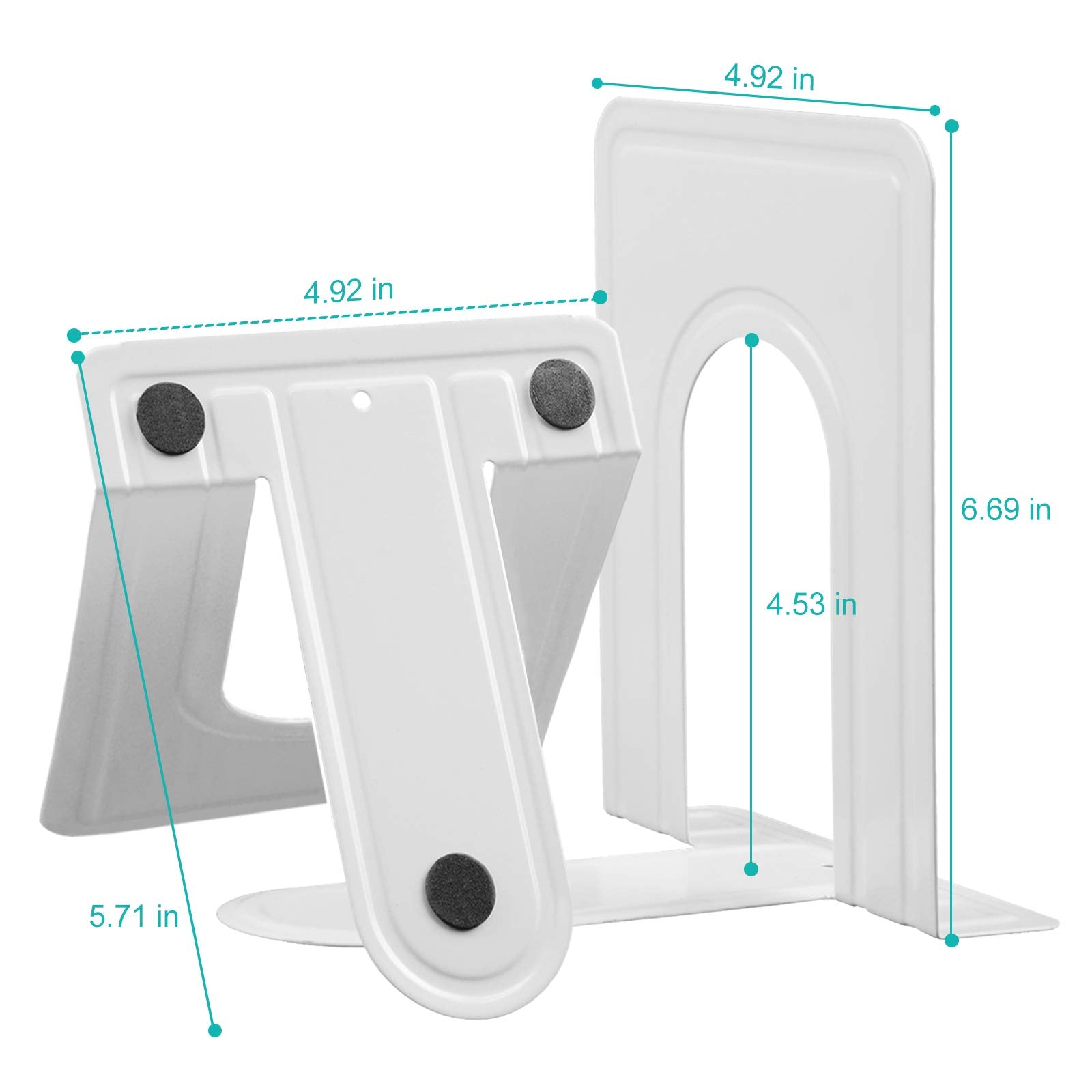 HappyHapi 7 Pairs Book Ends, Heavy Duty Bookends for Shelves, White