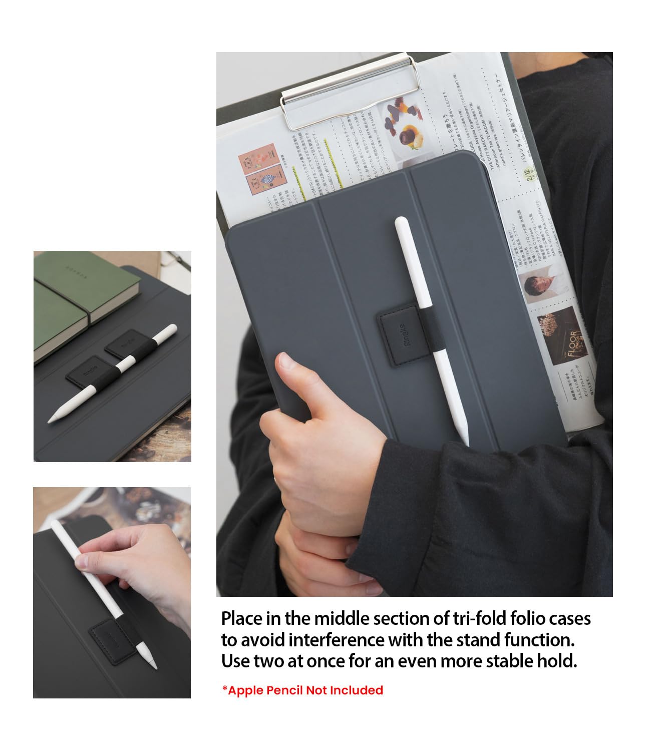 Ringke Pen Holder for Apple Pencil, Journal, Notebooks, and More - 3M Self Adhesive PU Leather