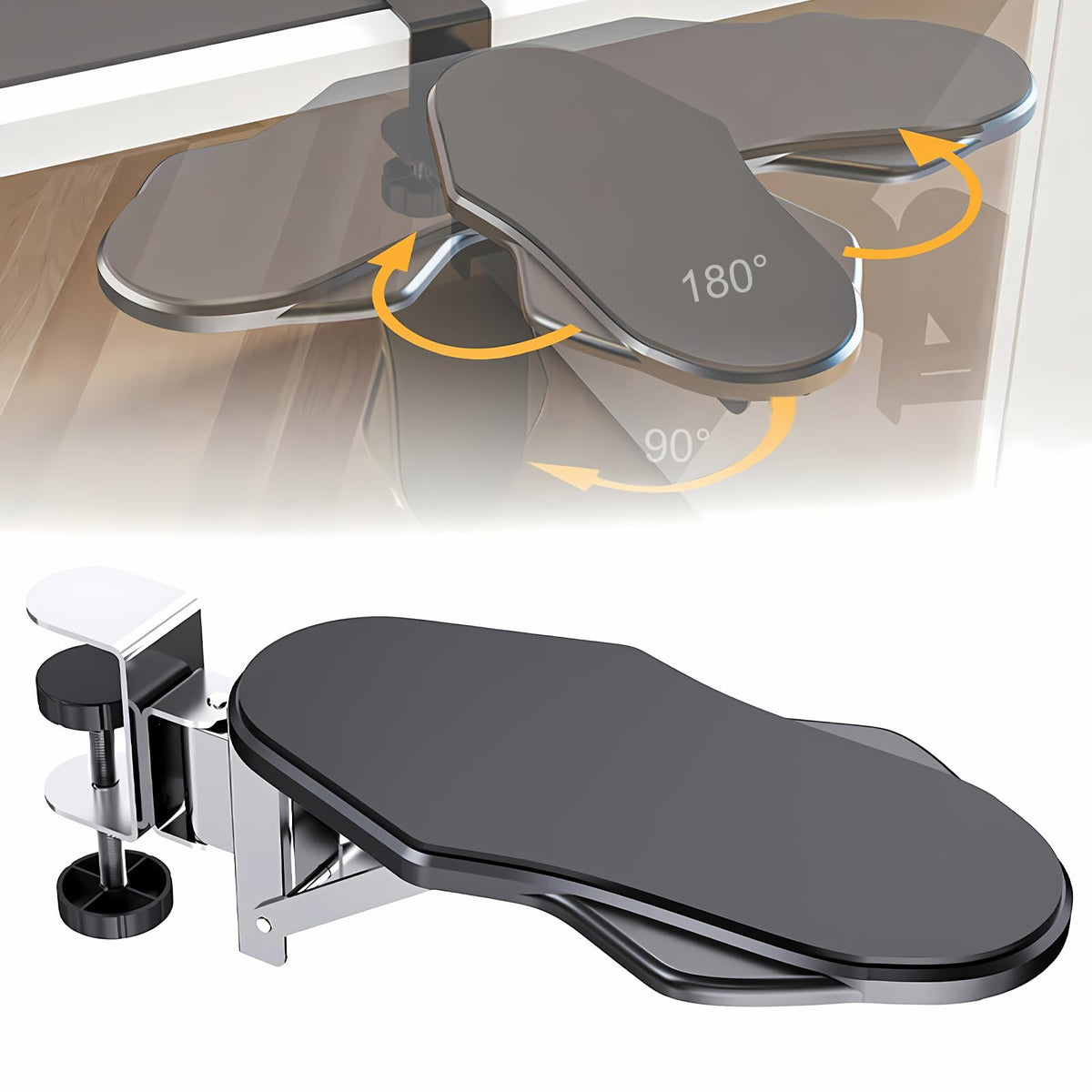 Hovadova Computer Arm Rest for Desk, 180° Swivel and 90° Foldable, Black