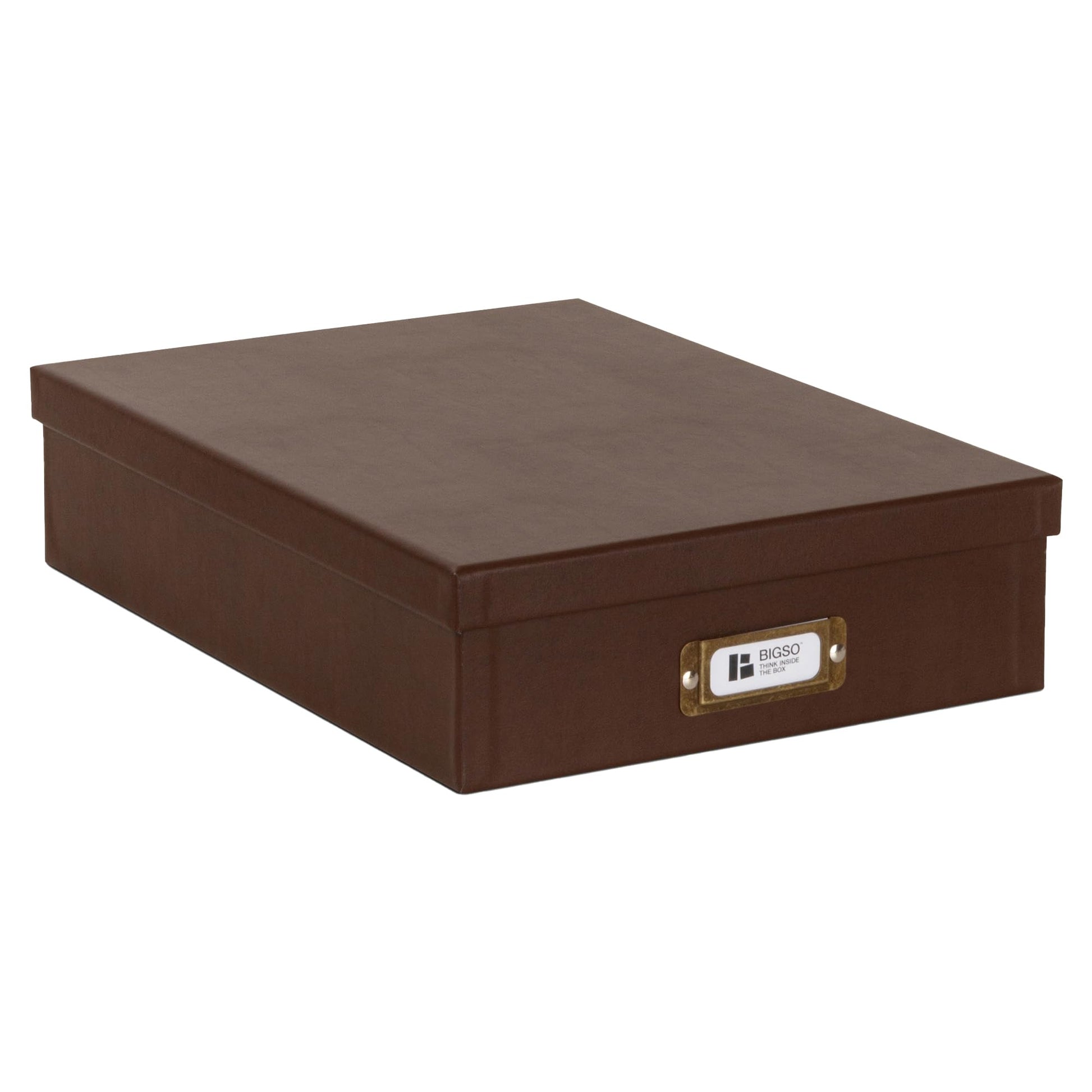 Bigso Oskar Fiberboard Document Storage Box with Lid for A4 and Letter Size Papers - Stylish
