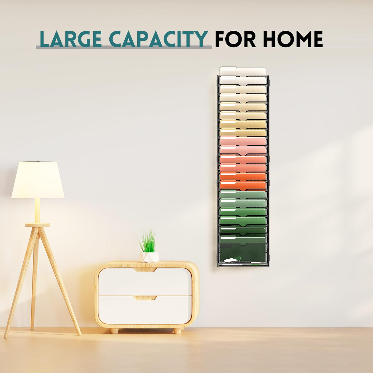 SUPEASY 21 Tier Wall File Organizer, Hanging Wall Mounted Mail Organizer with Label Slots, Metal