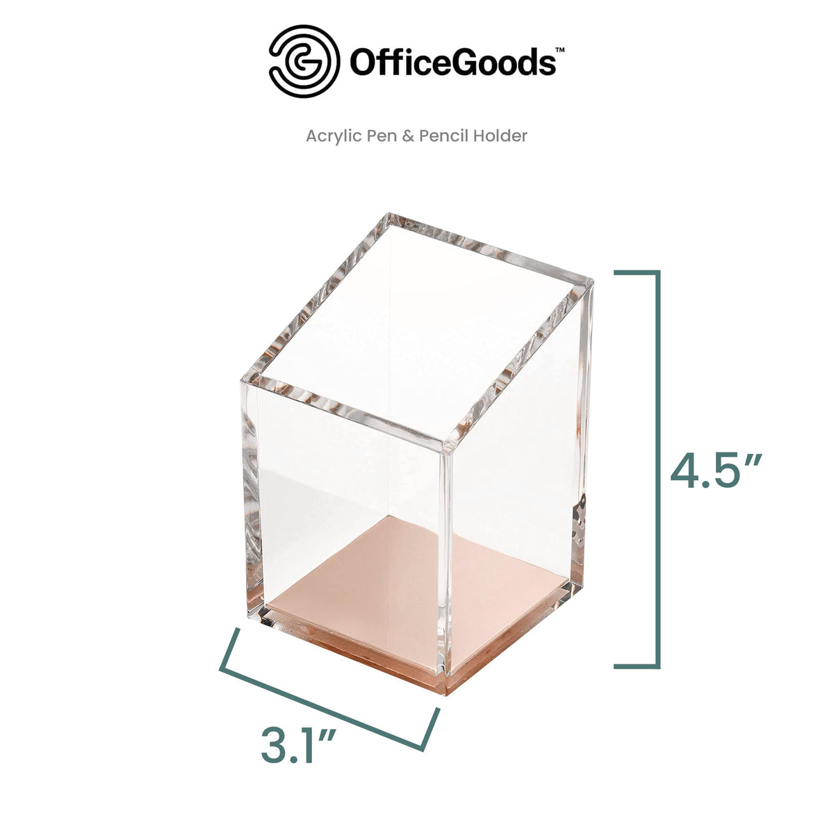 OfficeGoods Acrylic Pen and Pencil Holder, Rose Gold