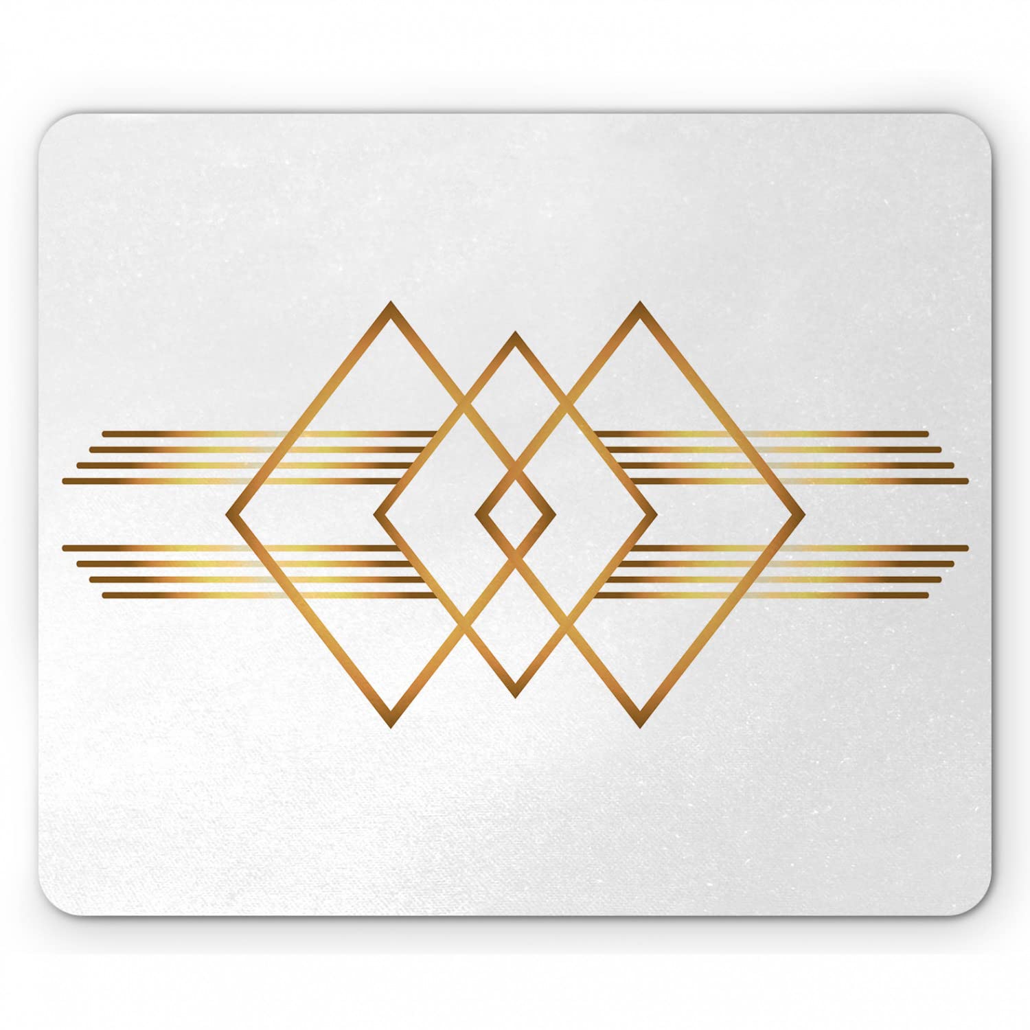 Ambesonne Art Deco Mouse Pad, Abstract Minimal Modern Diagonal Squares and Horizontal Stripes