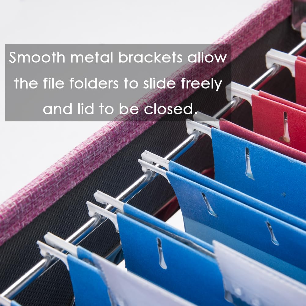PRANDOM File Organizer Box - Set of 4 Collapsible Decorative Linen Filing Storage Hanging File