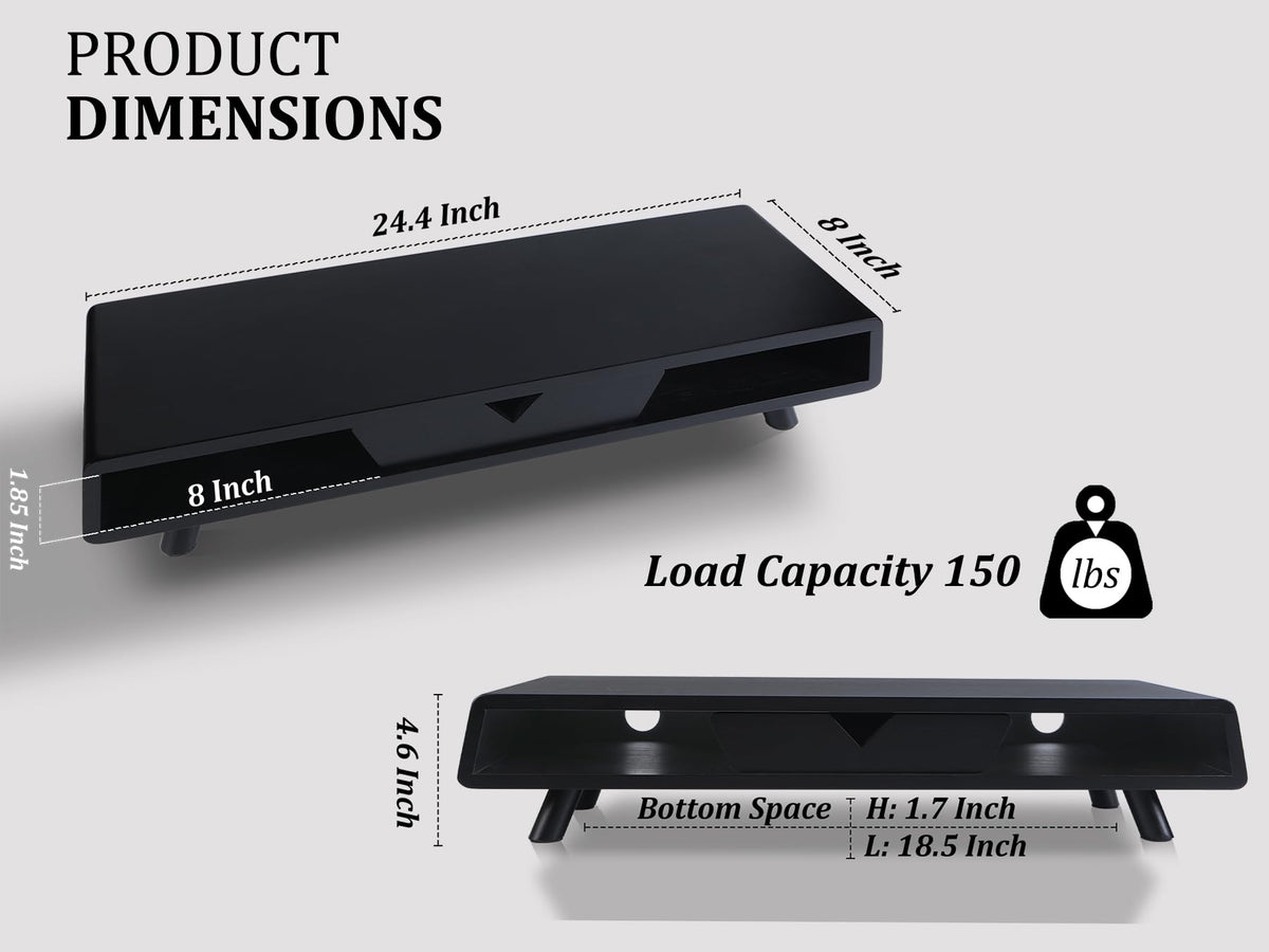 Homerays Monitor Stand with Drawer, Exquisite Computer Monitor Stand for Desk, Ergonomic Wood