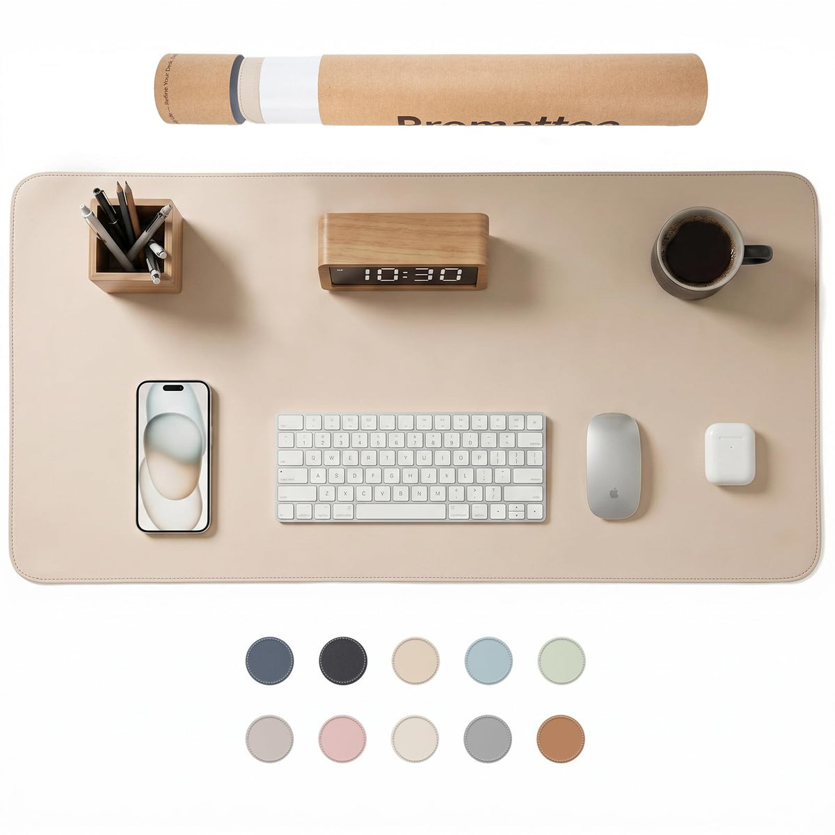 PROMATTOO Large Desk Pad Non-Slip Desk Mat Protector for Keyboard Mouse Waterproof Vegan Leather
