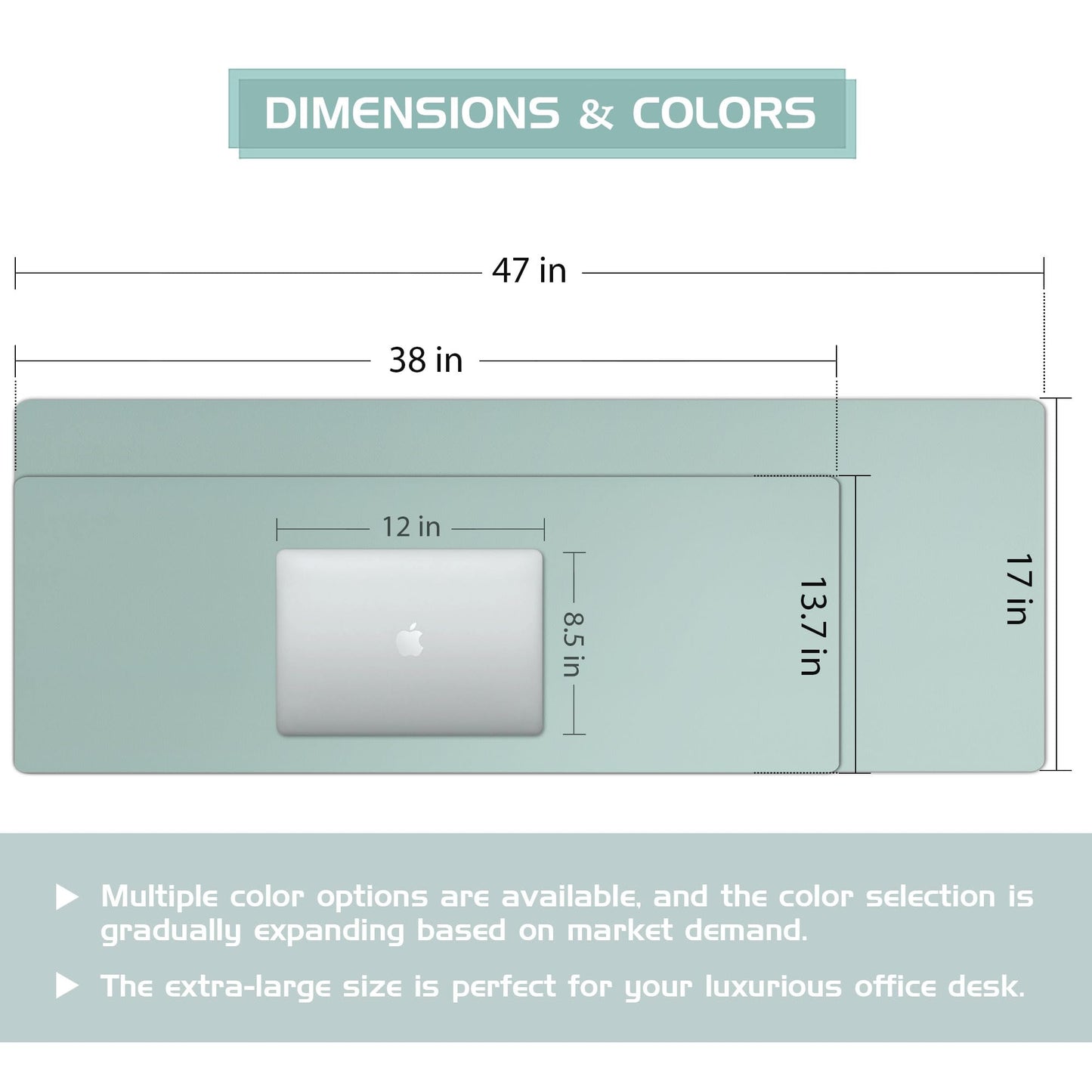 Aothia Leather Desk Pad Protector - Large Mouse Pad, Office Mat, Non-Slip PU Leather Blotter