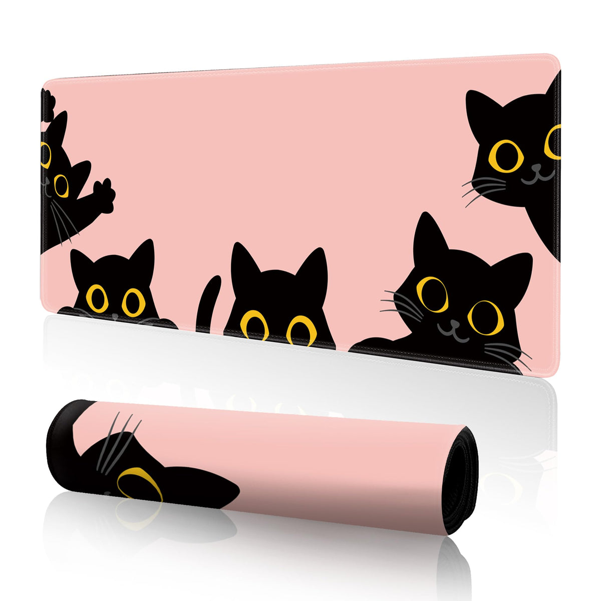 Pink Cute Cat Mouse Pad for Desk,Kawaii Mouse Pad 31.5 X 11.8 in Mouse Mat Desk Pad,Extended