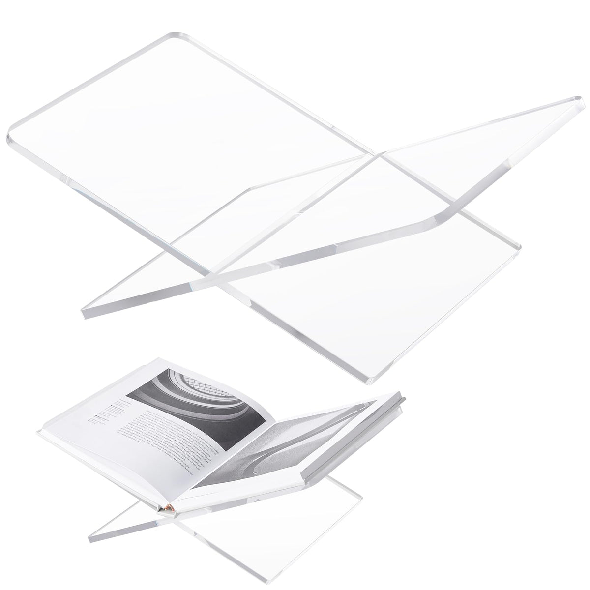 DECORANY Acrylic Book Stand 15 x 9 x 6 in Large Open Book Display Stand