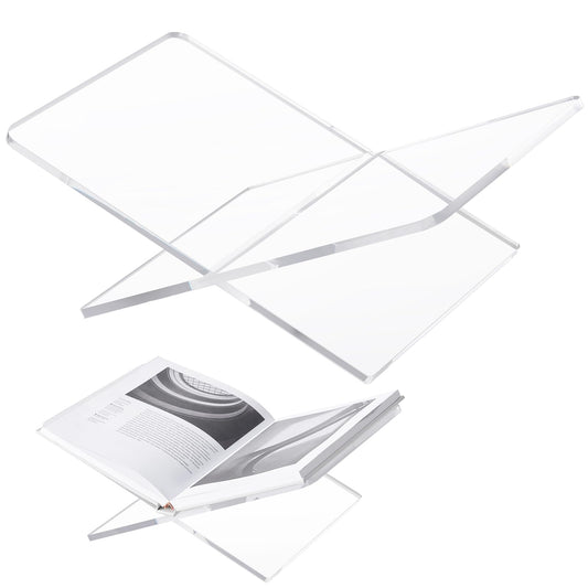 DECORANY Acrylic Book Stand 15 x 9 x 6 in Large Open Book Display Stand