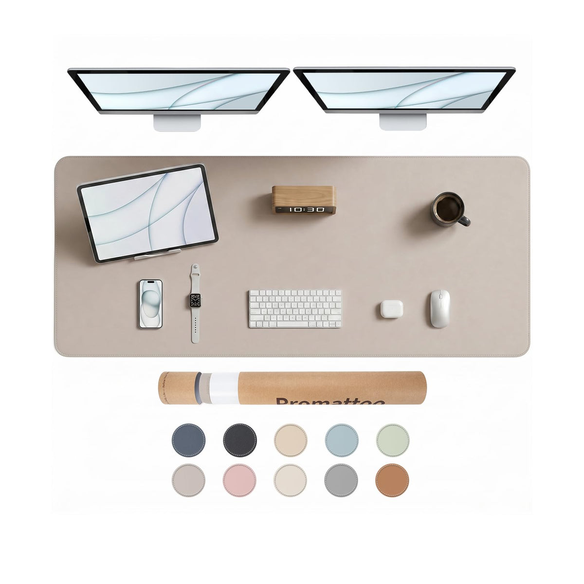 PROMATTOO Large Desk Pad Non-Slip Desk Mat Protector for Keyboard Mouse Waterproof Vegan Leather