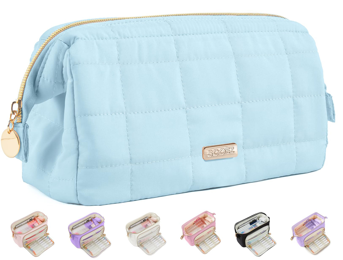 Sooez Large Pencil Case Pouch, Soft Pencil Bag with Zipper, Pen Bag