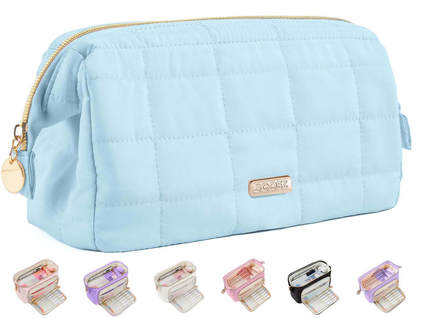 Sooez Large Pencil Case Pouch, Soft Pencil Bag with Zipper, Pen Bag