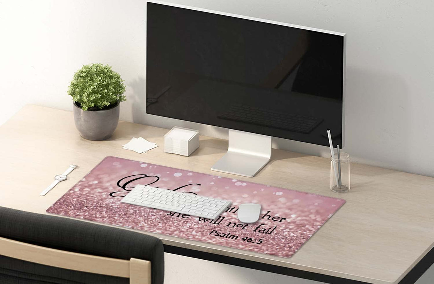 SSOIU Bible Verse Mouse Pad 35.5 X 15.7 Inch XXL Full Desk Mousepad Extended Large Non-Slip Rubber