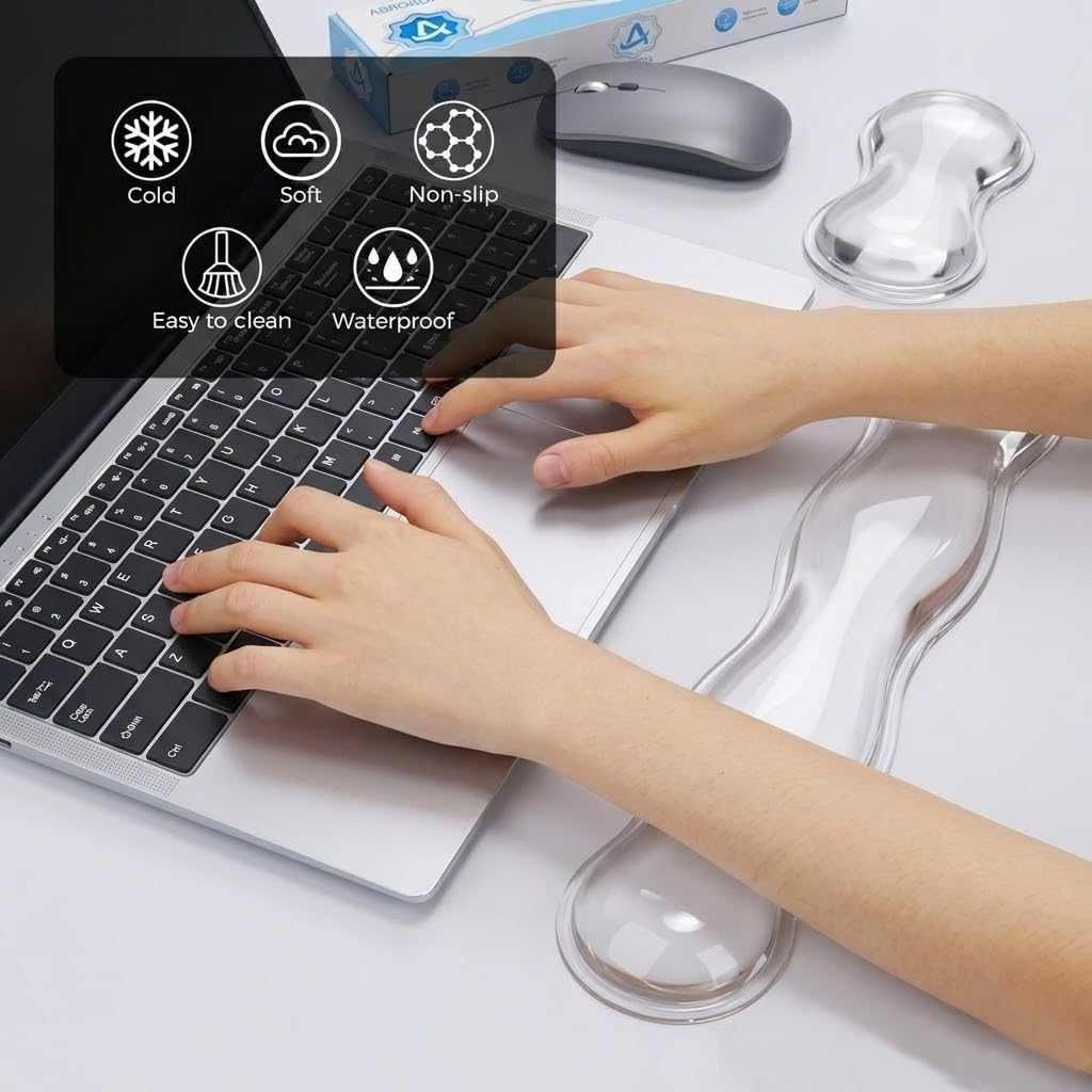 ABRONDA Gel Wrist Rest for Keyboard and Mouse, Wrist Rest for Keyboard, Mouse Wrist Support, Pain