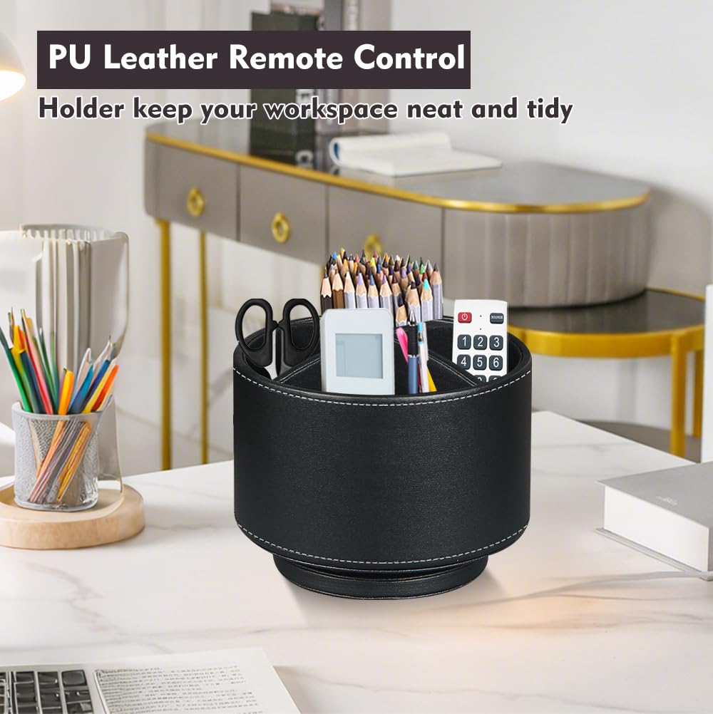 360°Rotatable TV Remote Control Holder with 4 Compartments Desk Accessories