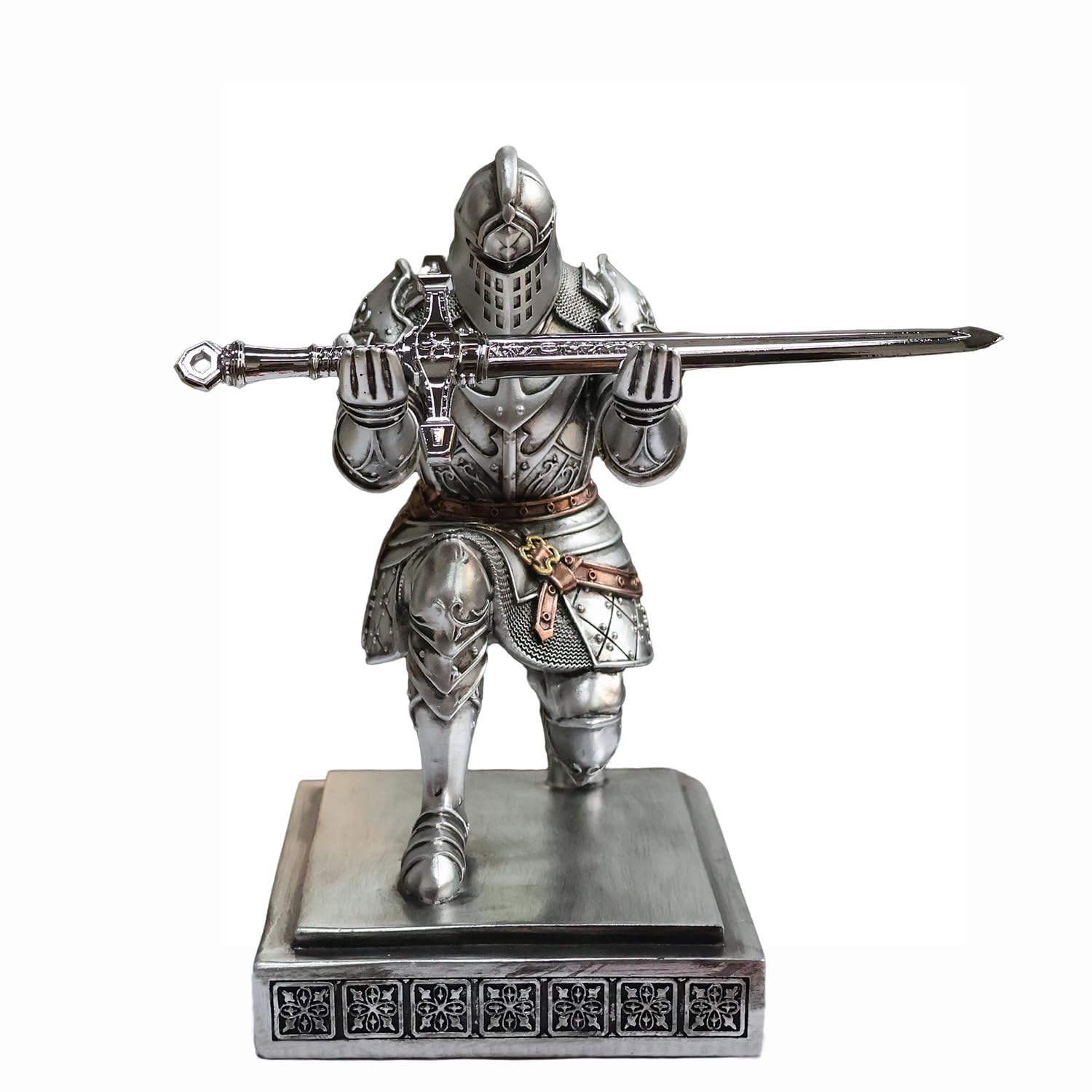 King's Guard Knight Pen Holder with a Letter Opener Desk Organizers Silver