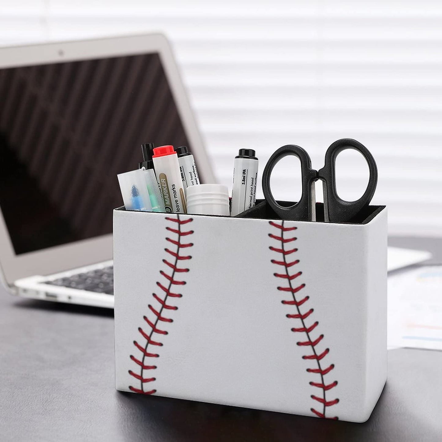 Niapessel Pencil Holder for Desk, Baseball Ball Pen Holder Storage Desktop Pen Organizer Desk