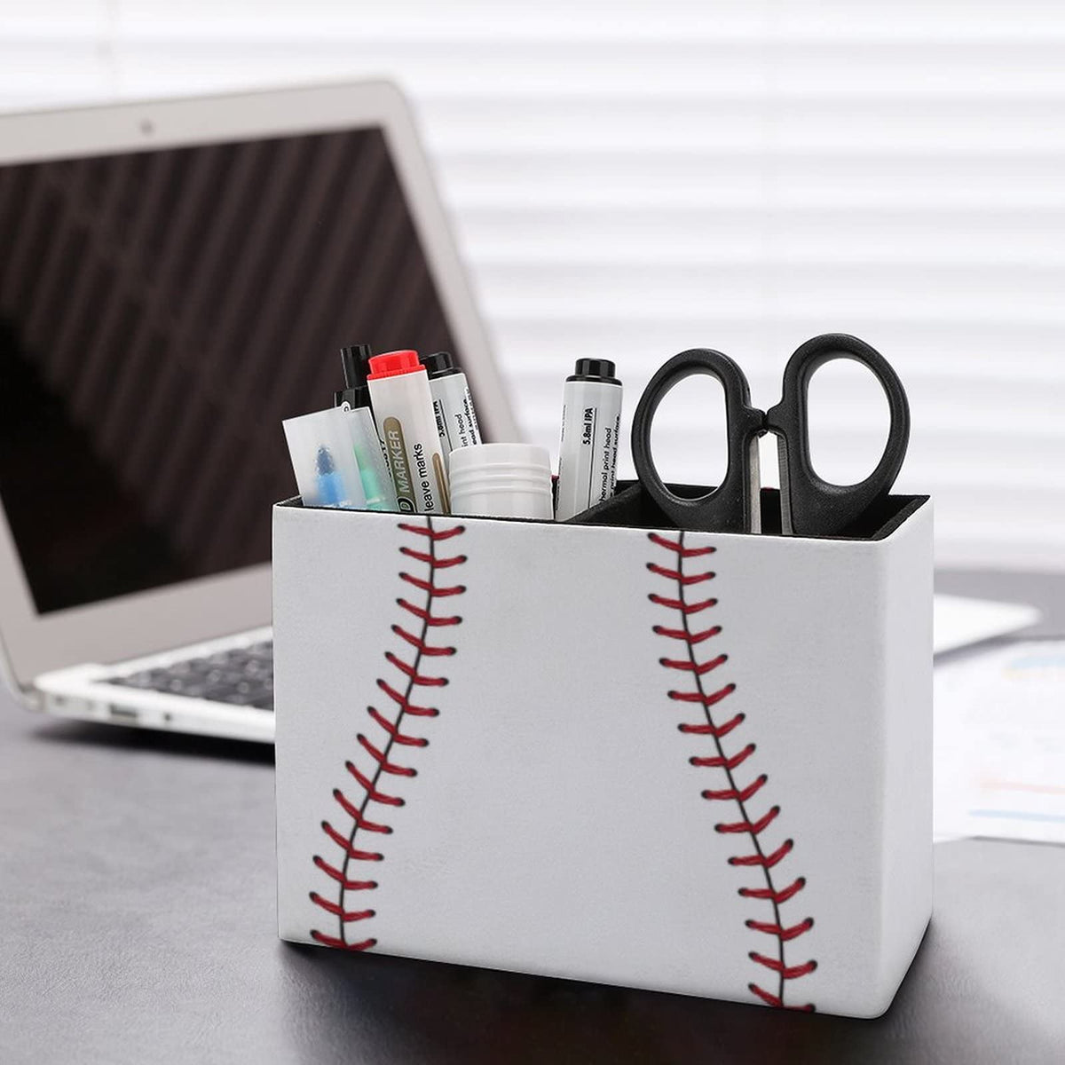 Niapessel Pencil Holder for Desk, Baseball Ball Pen Holder Storage Desktop Pen Organizer Desk
