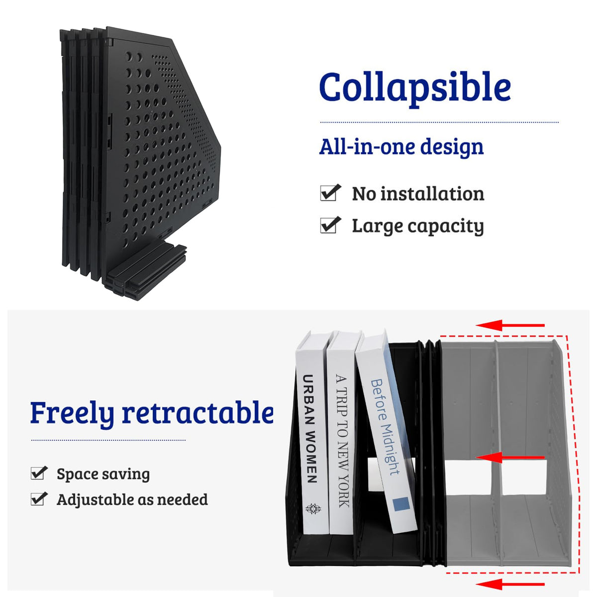Elezeal Collapsible Magazine File Holder, Durable Document Desktop Folder Binder for Office Desk